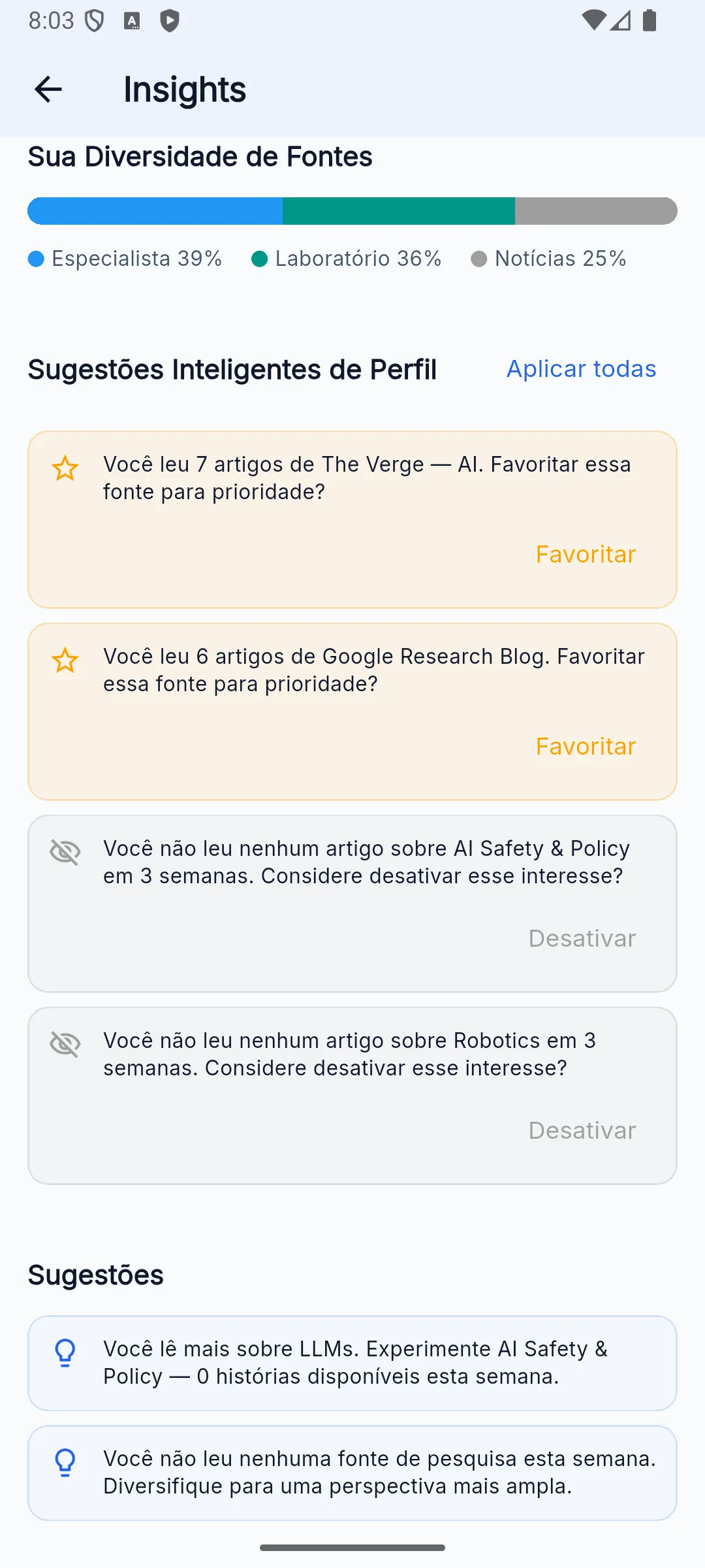 Tela principal do AI Edge com análise de diversidade de cobertura